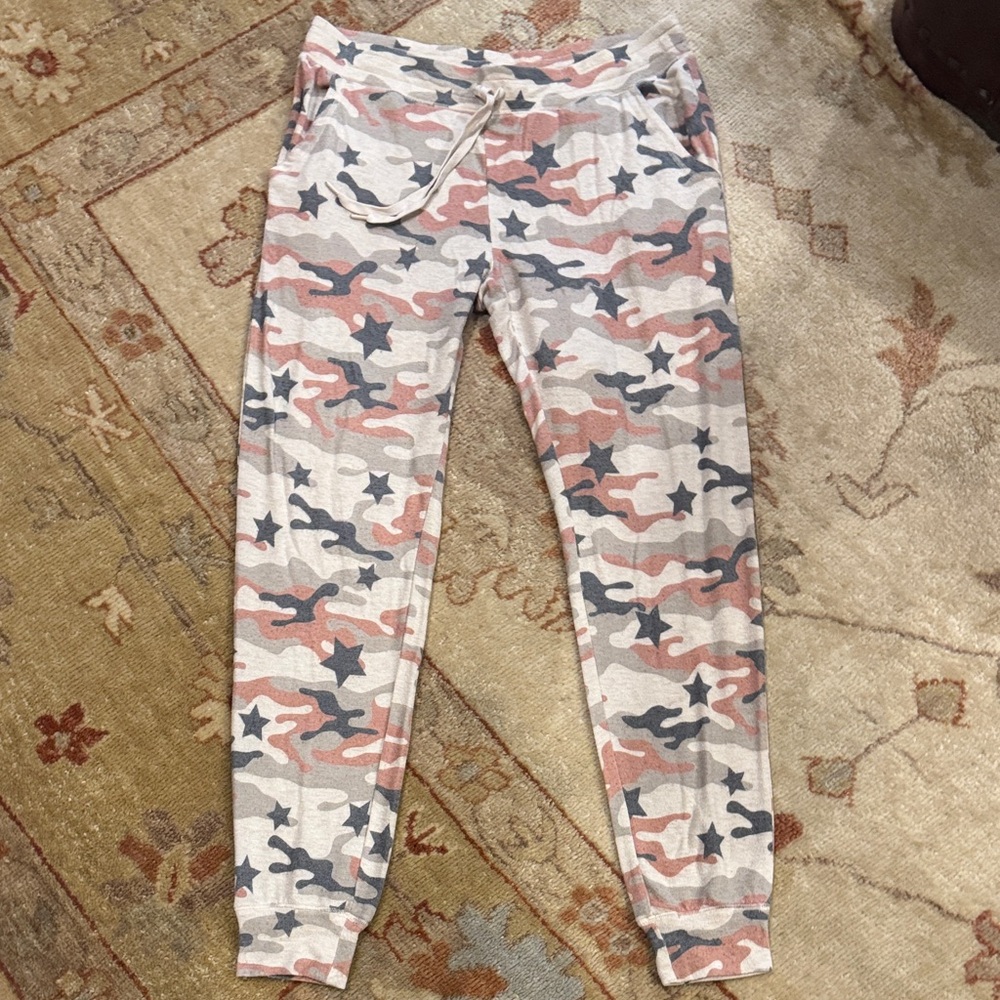 PJ Salvage Camo Sweatpants Track Pants - Cano Gray, Cream, Green